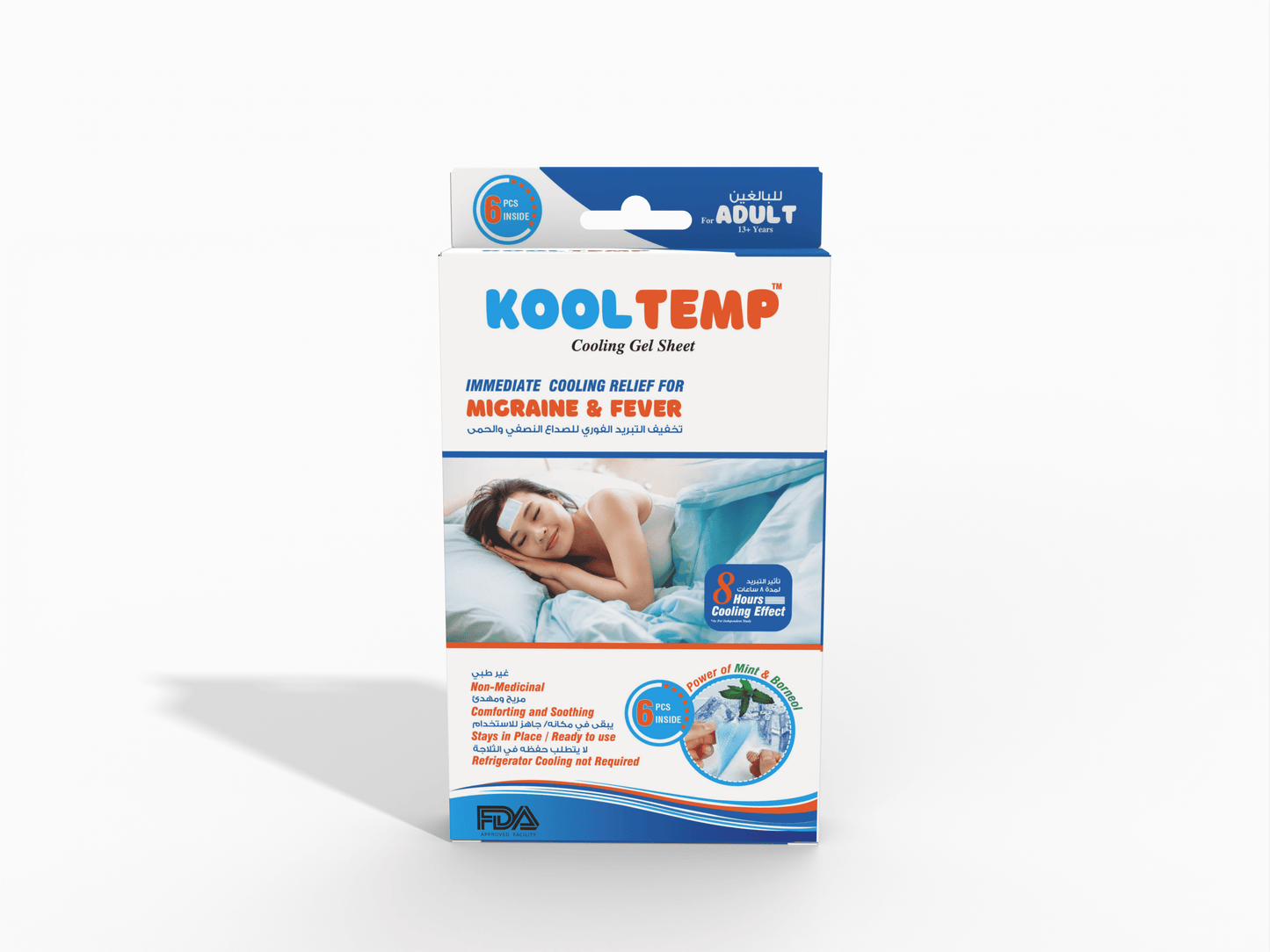 Kool Temp for Adults - Six cooling patches for Migraine and fever