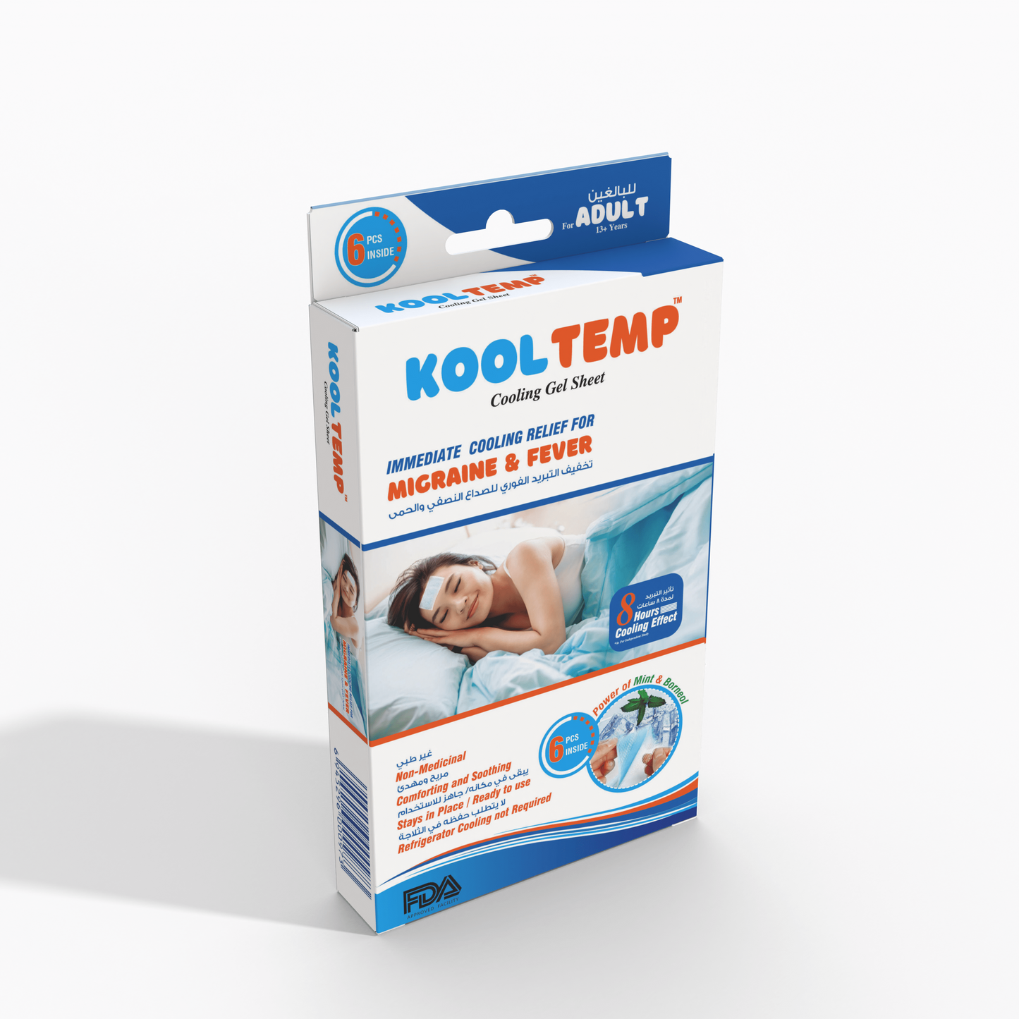 Kool Temp for Adults - Six cooling patches for Migraine and fever